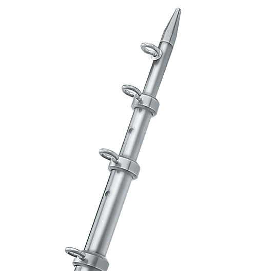 TACO 8' Center Rigger Pole - Silver w/Silver Rings & Tip - 1-1/8