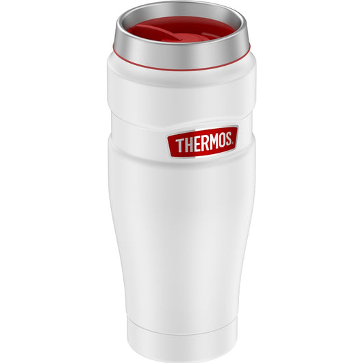 Thermos 16oz Stainless Steel Travel Tumbler - Matte White w/Red Badge - 7 Hours Hot/18 Hours Cold [SK1005WHR4]